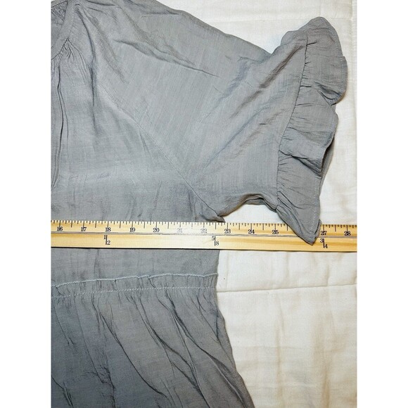 CAMILLE & CO Gray Tiered Boho Ruffle Short Sleeve Blouse Top Women's XL NWT - Picture 9 of 9